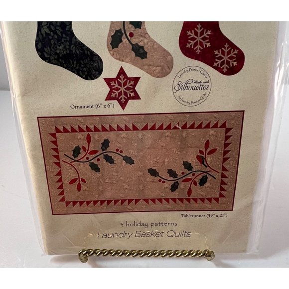 Laundry Basket Quilts Holiday Trio Pattern Table Runner Stockings Ornament - Picture 3 of 8